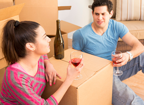 newlyweds drinking wine