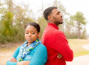 couple facing away from each other