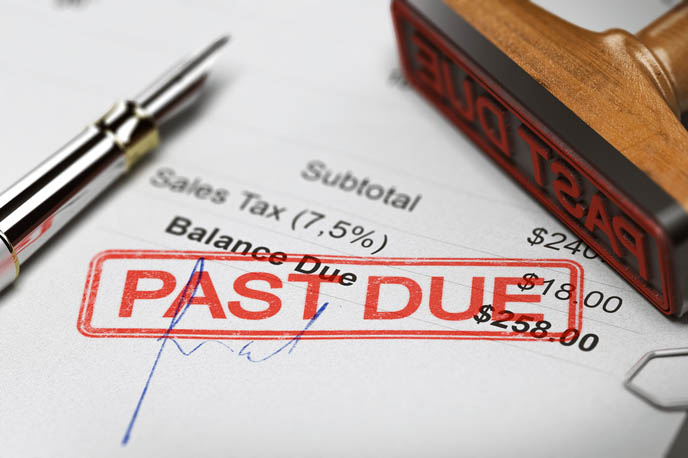 Past due stamped on bill