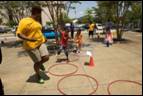 exercising with hula hoops