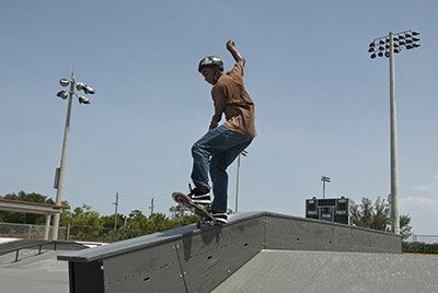 Skateboard on wall