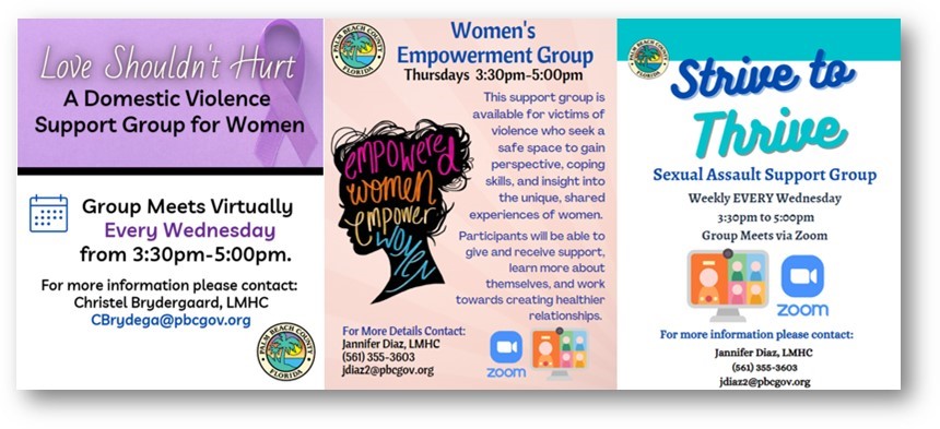 Domestiv Violence, Women's Empowerment and Strive to Thrive support groups