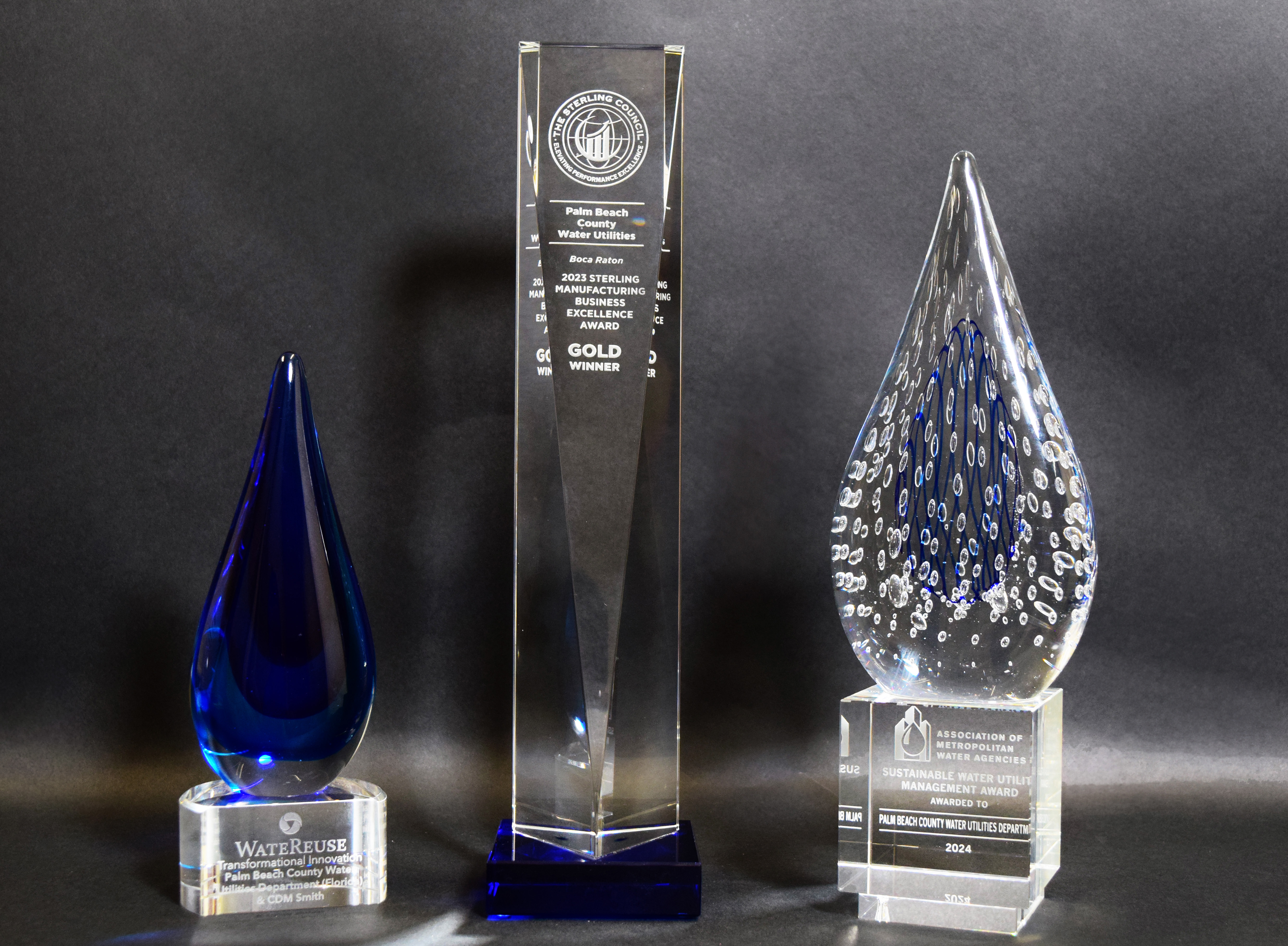 Glass Award statues 