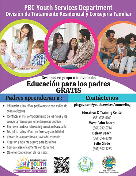 pbc youth services department division de tratamiento residencial y consejeria familiar, click image for full description